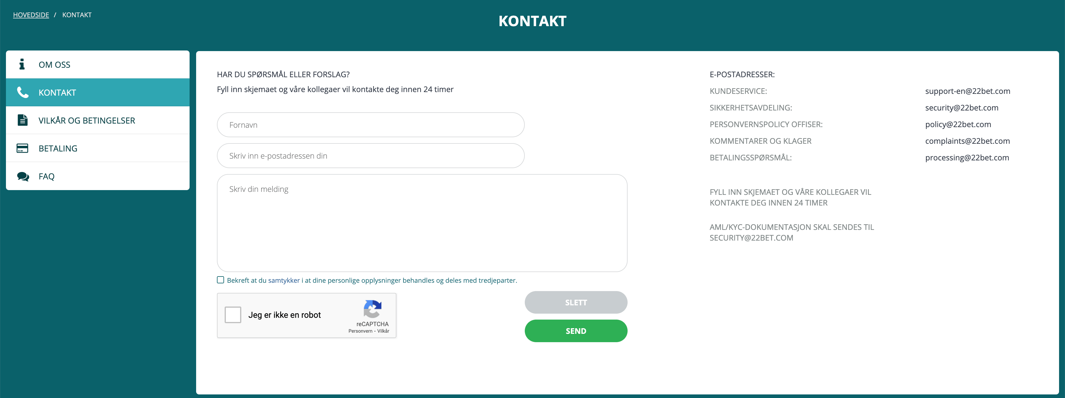 22bet KONTAKT