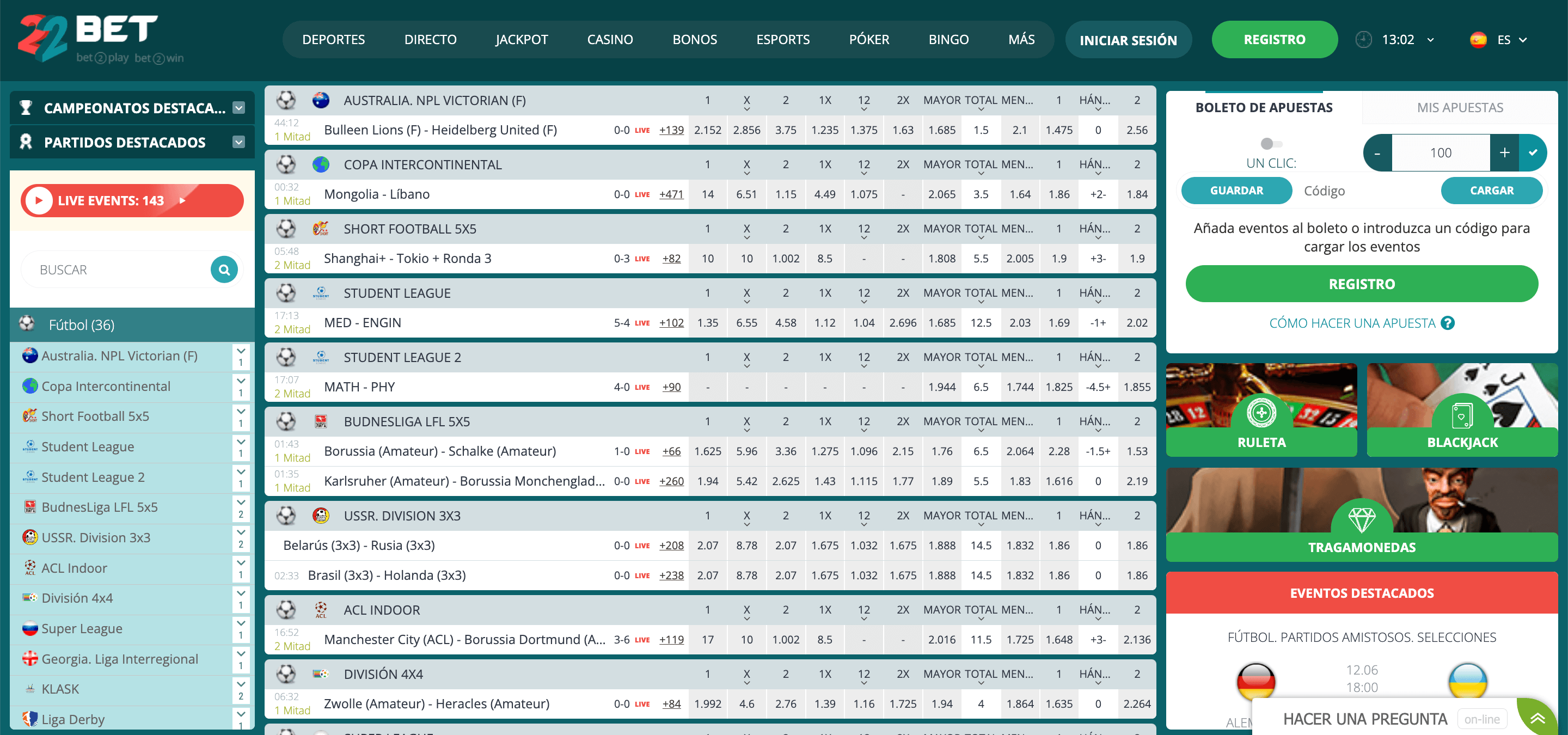 22Bet Apuestas En Directo