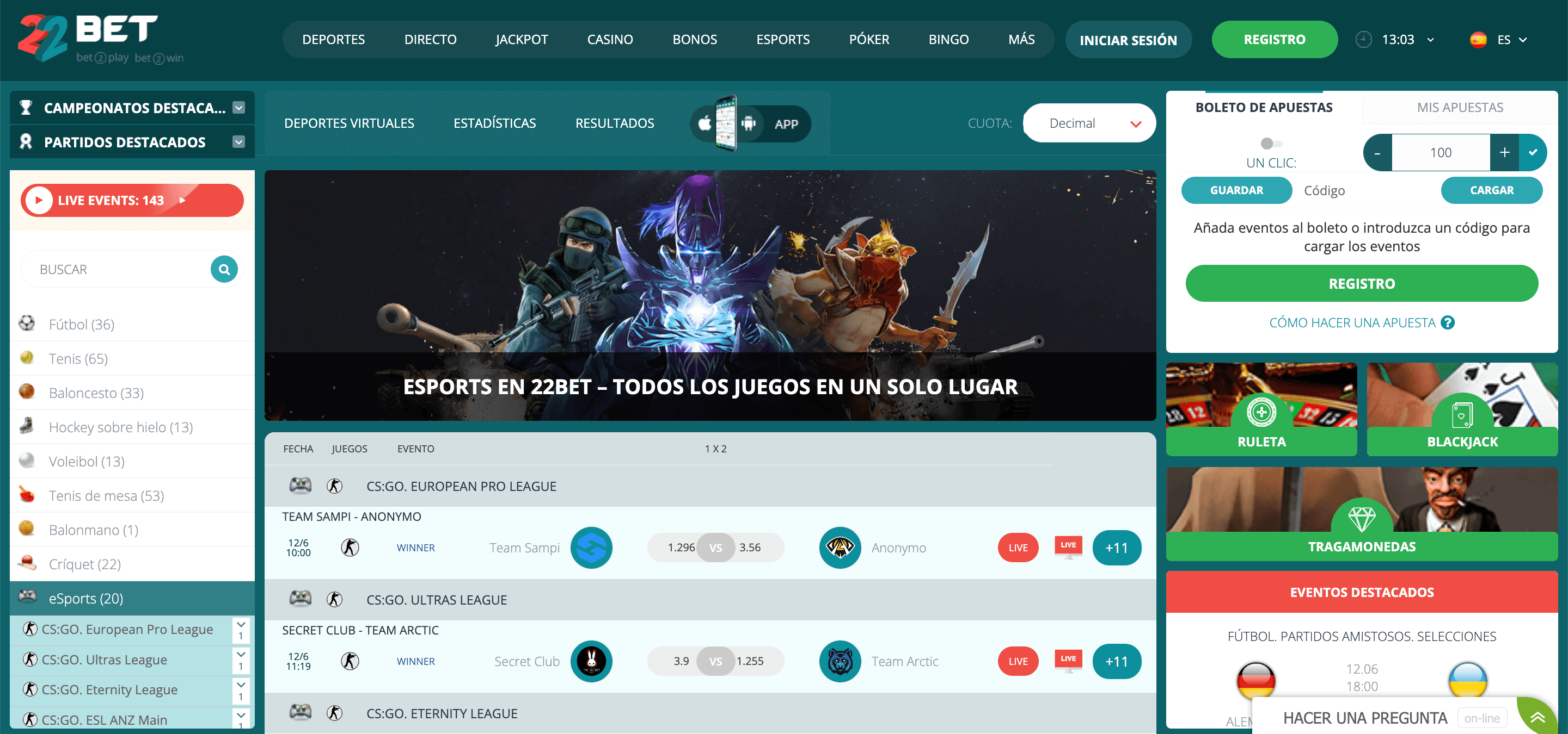 22Bet eSports