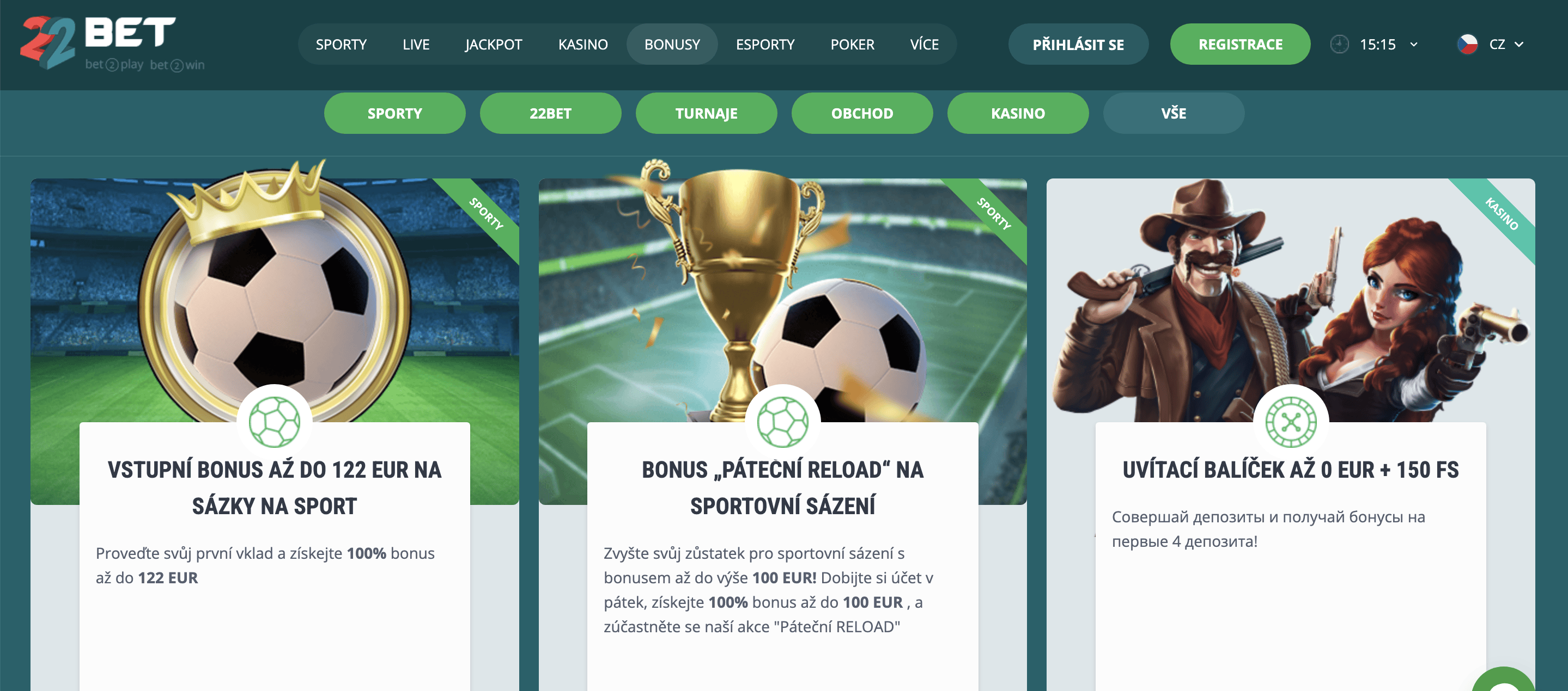 22Bet Uvítací Bonus