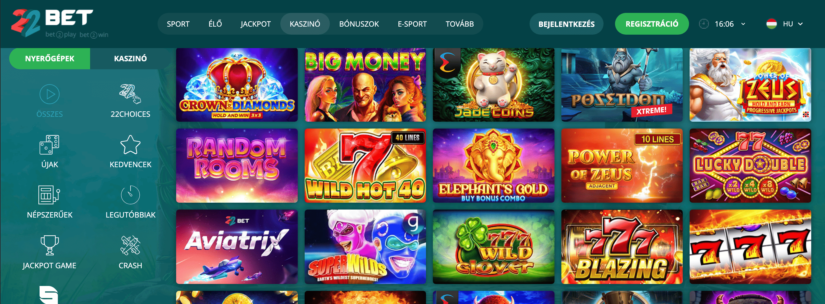 22bet Nyerőgépek